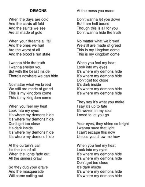 lyrics of demons song